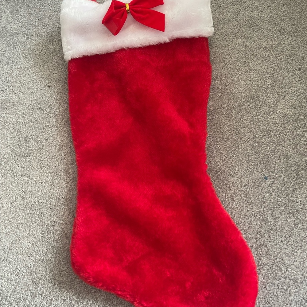Red and white soft Christmas stocking